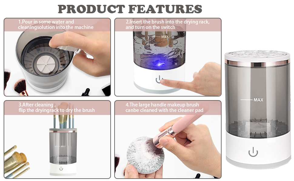 3-in-1 Electric Makeup Brush Cleaner - Automatic Make Up Brush Cleaner